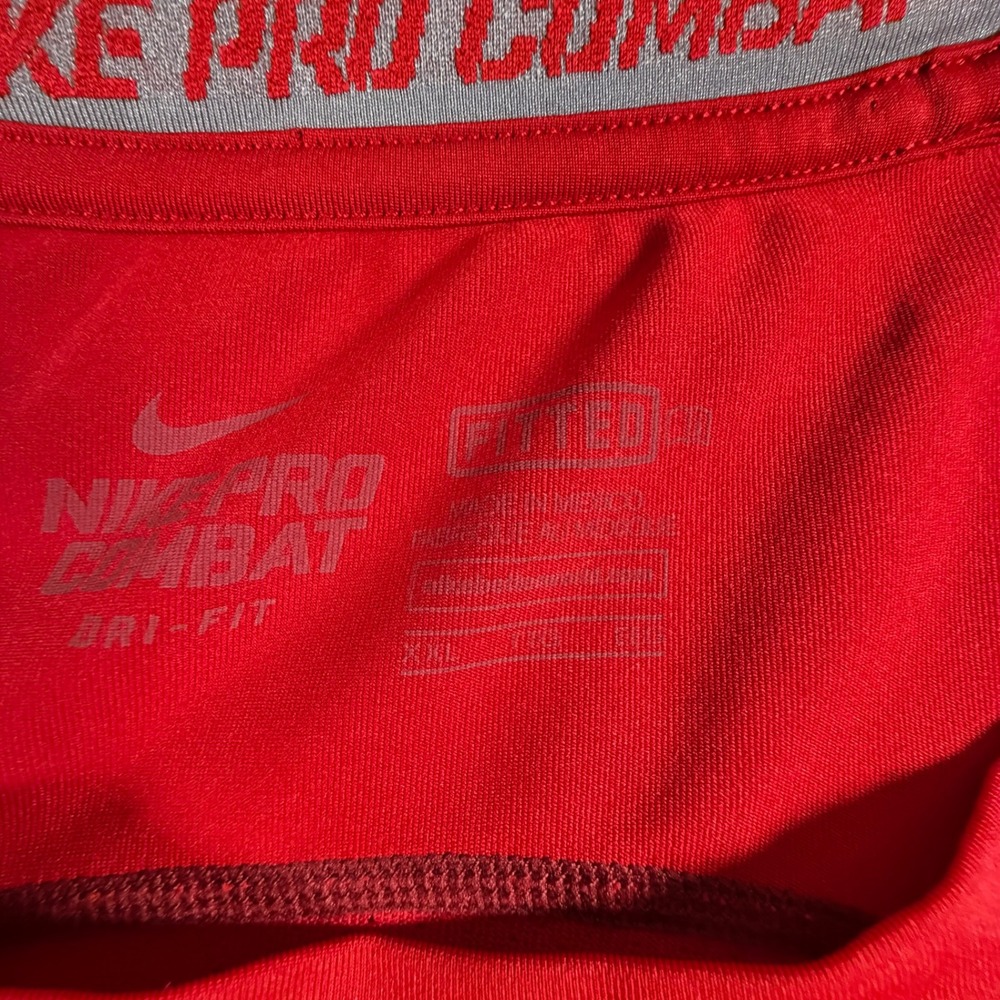 Nike Pro Combat Shirt Mens XXL Red Good Dri-FIT Long Sleeve Fitted Compression - Picture 3 of 11